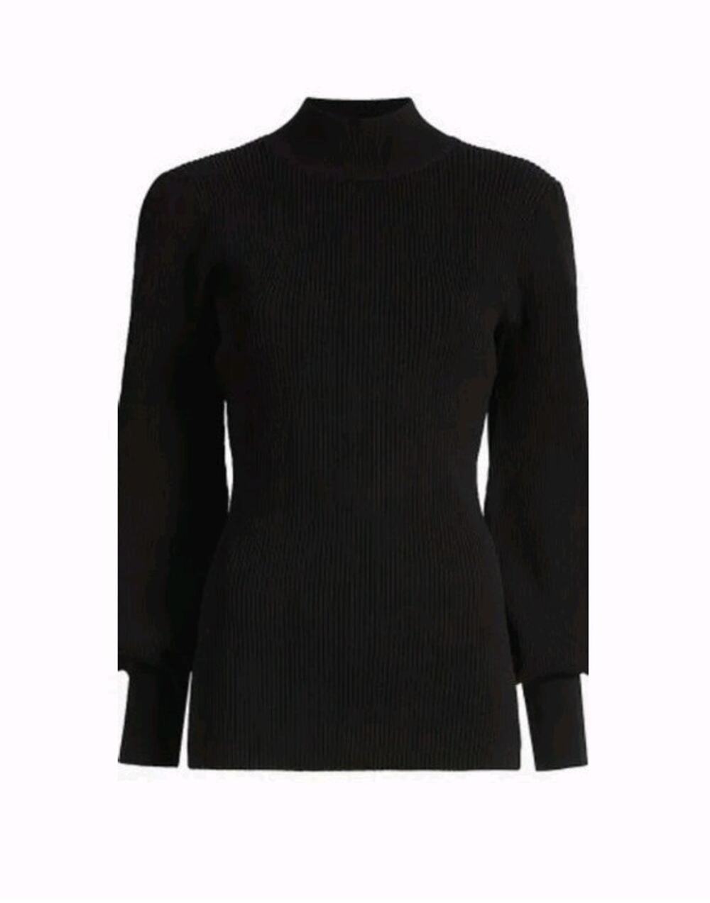 Hill House Home The Winter Sweater XS NEW Black Mock Neck Ribbed Minimalist